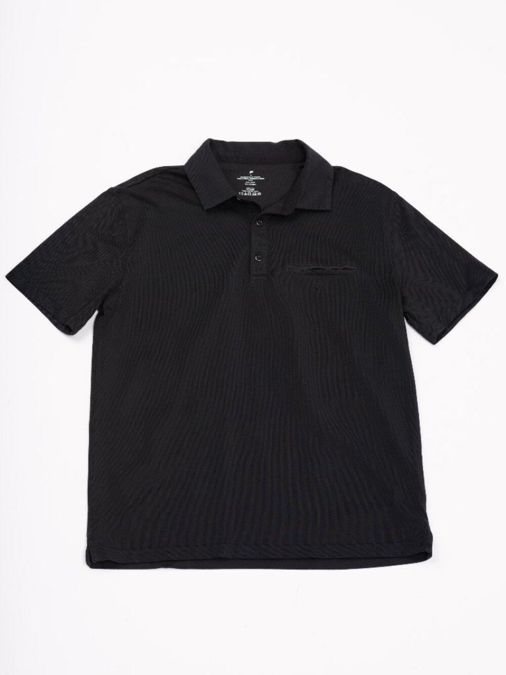 Fabletics Cotton Blend Short Sleeve Pocket Polo Shirt Black Small